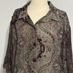 A Personal Touch Vintage Style Paisley Button Front Blouse 3X‎ Made in USA
